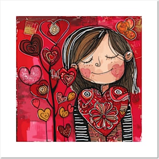 Kind Girl 2024 Valentines Day Drawing Posters and Art